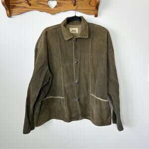 FLAX Olive Green Corduroy Jacket Size Large